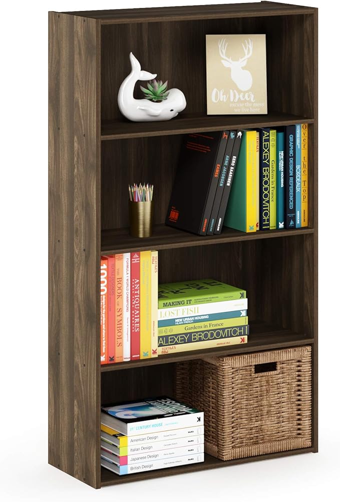 Furinno Pasir 4-Tier Bookcase/Bookshelf/Storage Shelves, White