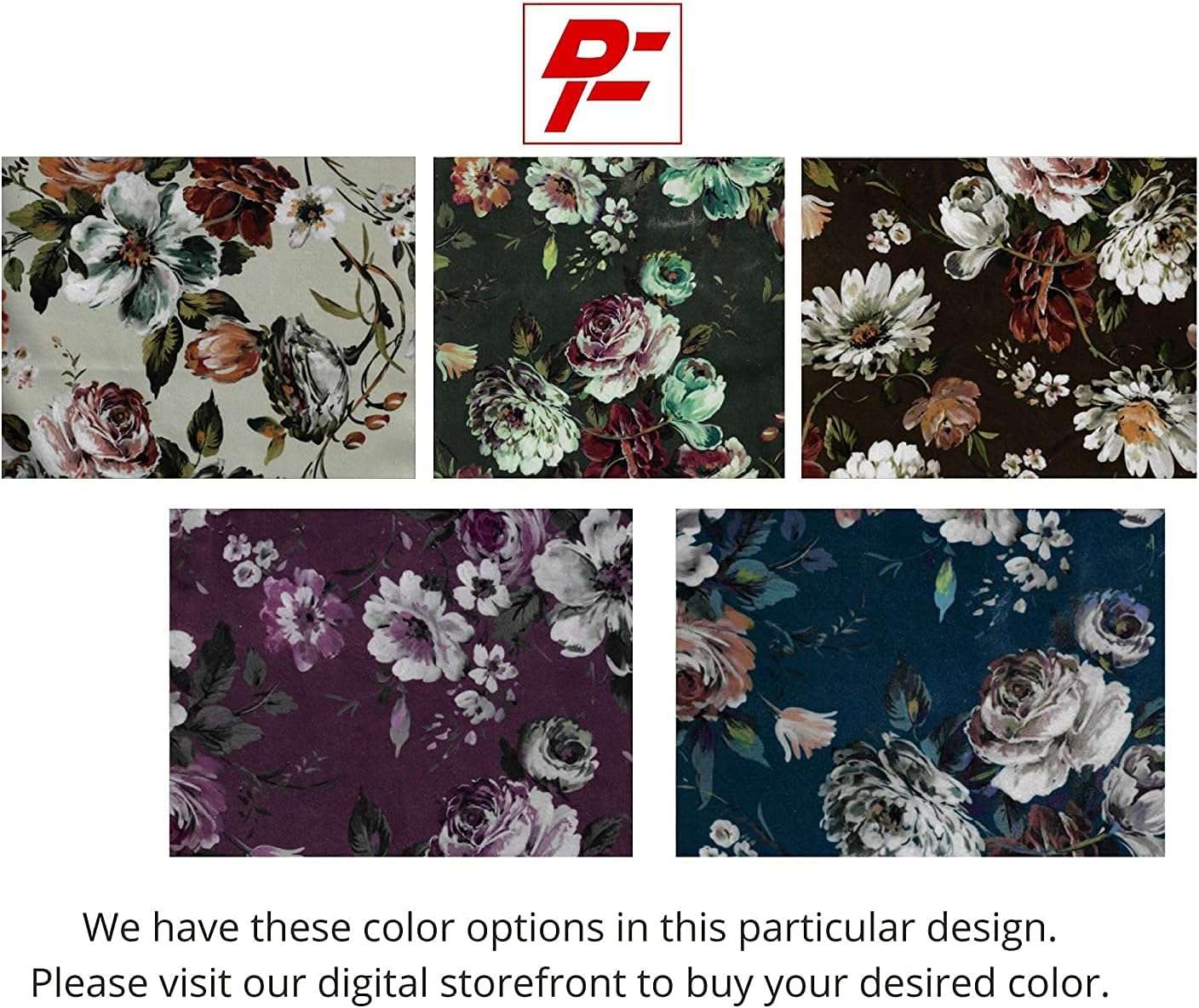Velvet Finish Floral Design Digitally Printed Soft Fabric Material for Sofa, Curtain, Headboard, Throw Pillow Cushion Cover, Chair - Fabric by The Yard