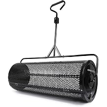 Compost and Peat Moss Spreader with Updated 2 in 1 ATV & T Shaped Handle, 16WX44L, Lawn and Garden Peat Moss Roller w/Laser Cutting Wire Mesh Baskets for Spreading Manure, Topsoil