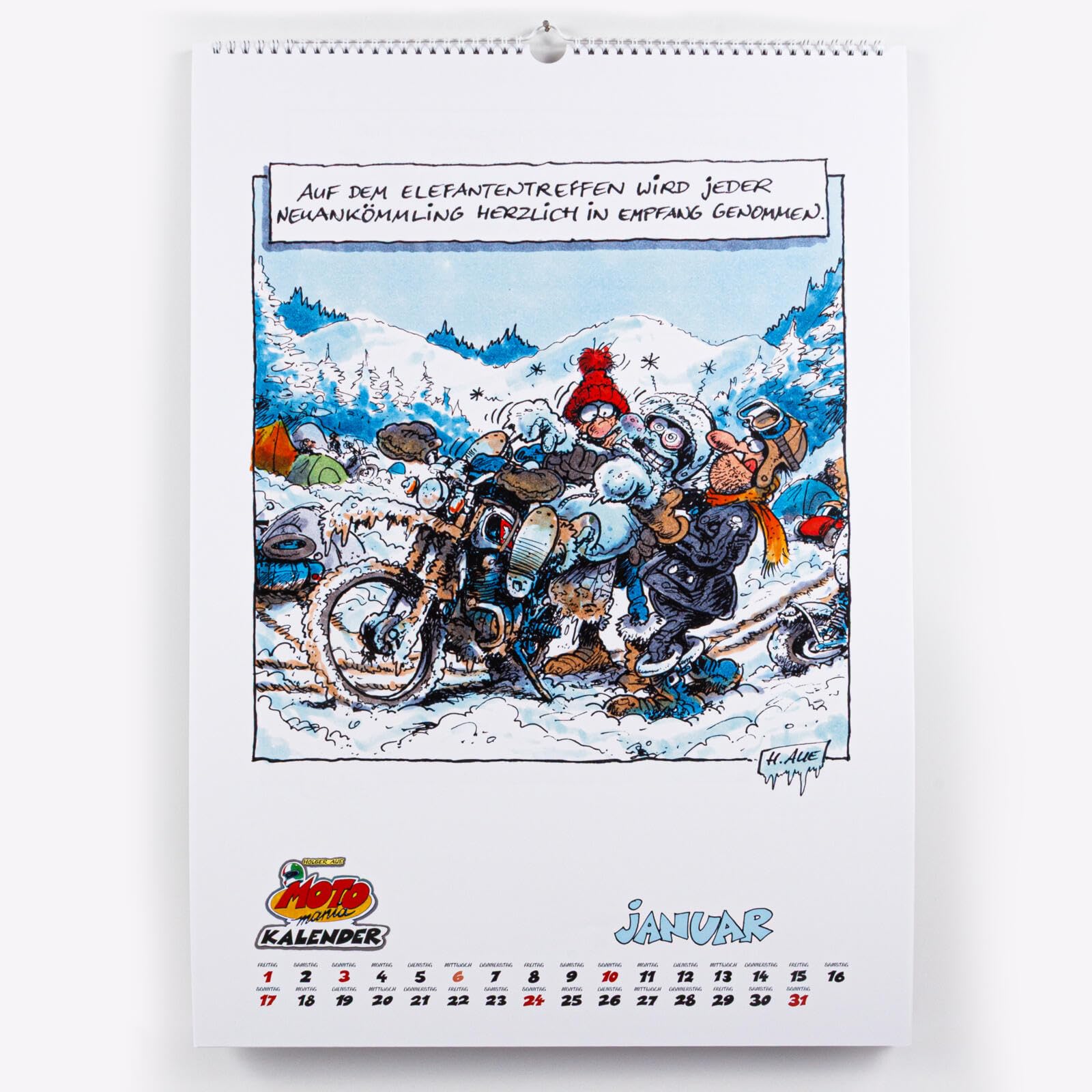 MOTOmania Kalender 2027: Monatskalender im Großformat: XXL-Wandkalender mit Spiralbindung im Hochformat, 42 x 59 cm | Mit den beliebten Comics von Holger Aue