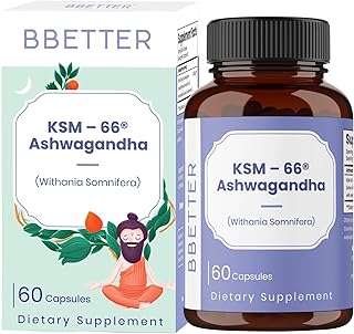 BBETTER Ashwagandha KSM-66® Capsules 500mg | Lab Tested Herbal Supplement for Stress Relief |Pure Organic Ashwagandha Powder | Supports Mental & Physical Well-Being Mood Enhancer | 60 Veg Capsules