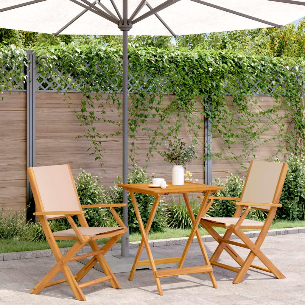 Salon de balcon en bois d'acacia beige pour des petits déjeuners ensoleillés en terrasse