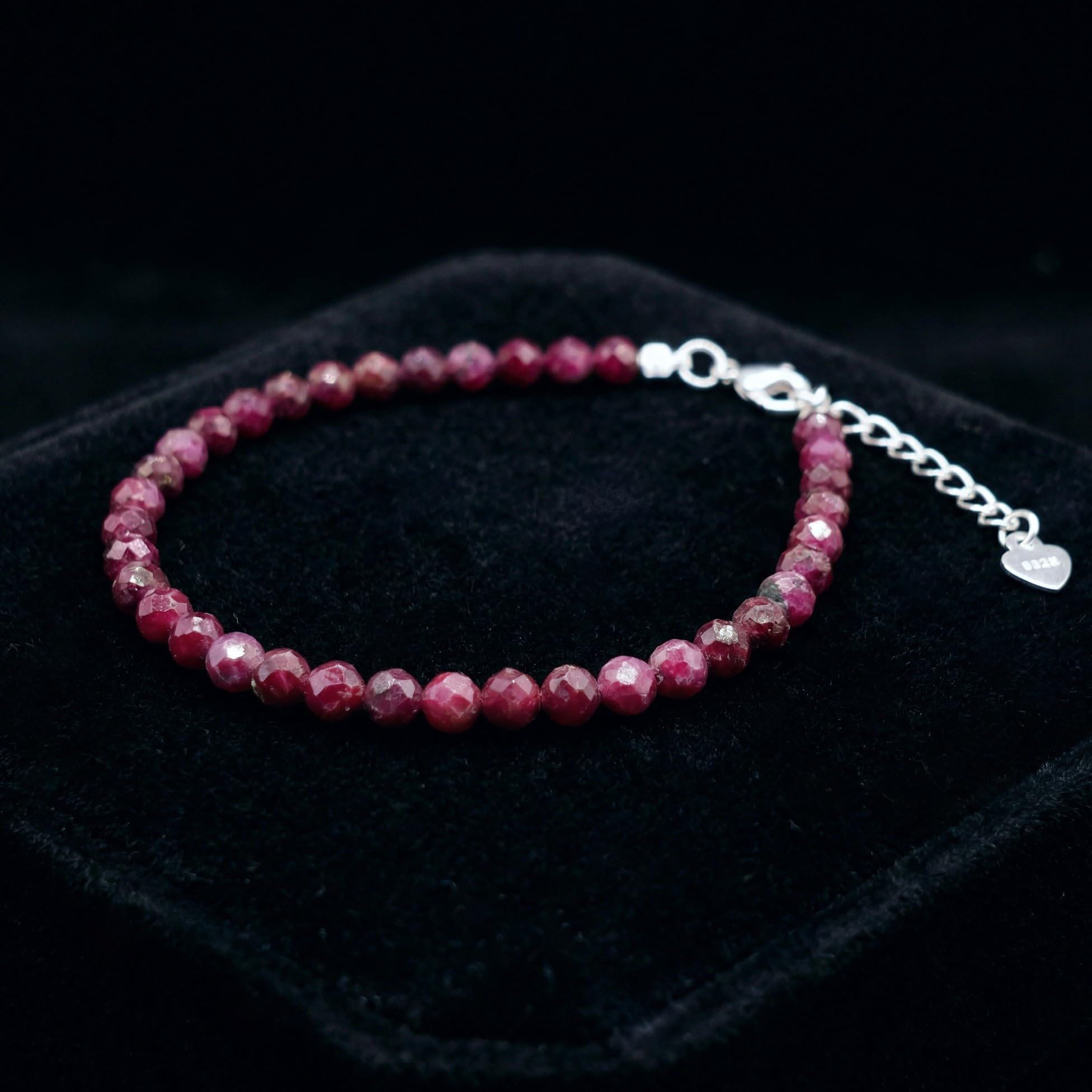 Naturstein Armband 925 Sterling Silber Edelsteinperlen Perlenarmband Damen