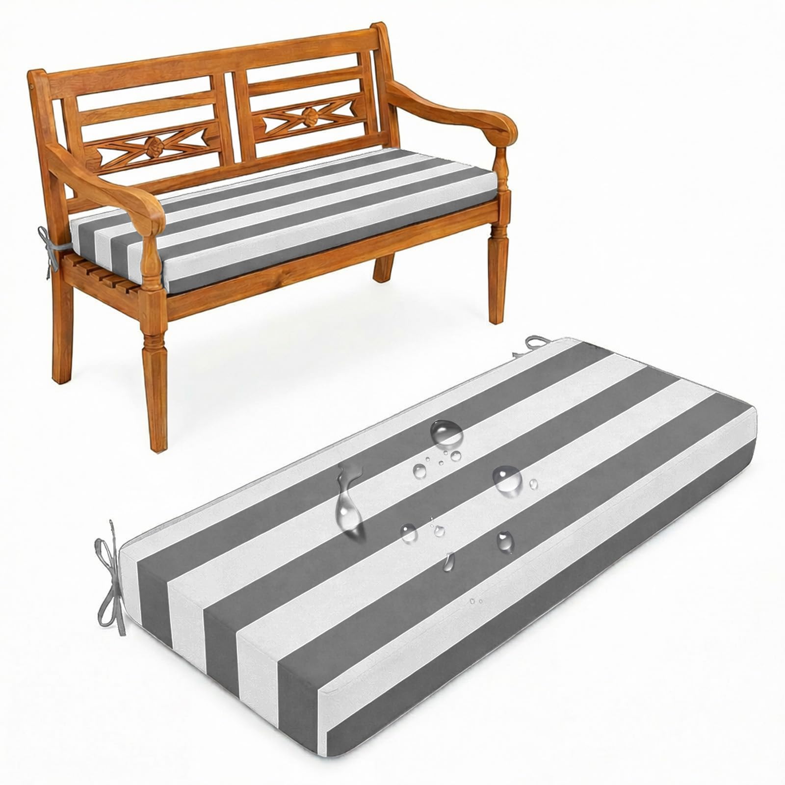 Aocase Outdoor Bench Cushion - 120cm/150cm/100cm/90cm x 35cm/30cm, Non-Slip Washable Cover, Zippered Removable, High-Resilience Foam,for Garden Benches, Bay Windows, Long Chairs,N04,95x30cm — image 1