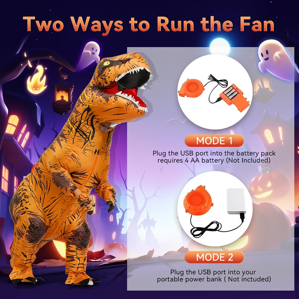JASHKE Costume da Dinosauro Gonfiabile per Adulto Costume Gonfiabile T-Rex Costumi di Carnevale di Halloween per Adulti