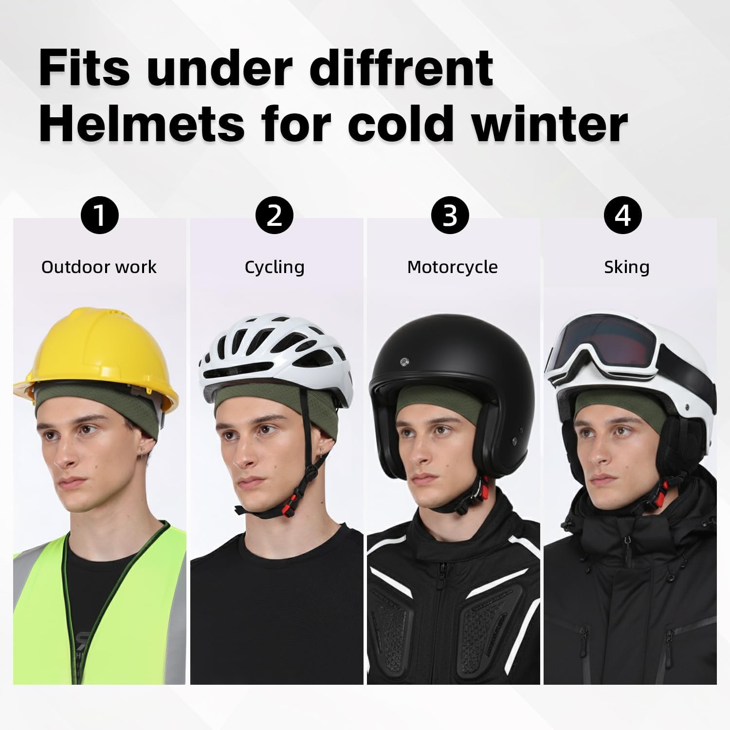 2 Pack Winter Warm Skull Cap for Men,Women Thermal Beanie Running Beanie Cycling Hat Helmet Liner - Image 2