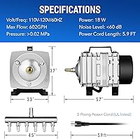 Vista 2 de Simple Deluxe Air Pump with Adjustable Air Flow Outlets for Aquarium, Fish Tank and Hydroponic Systems