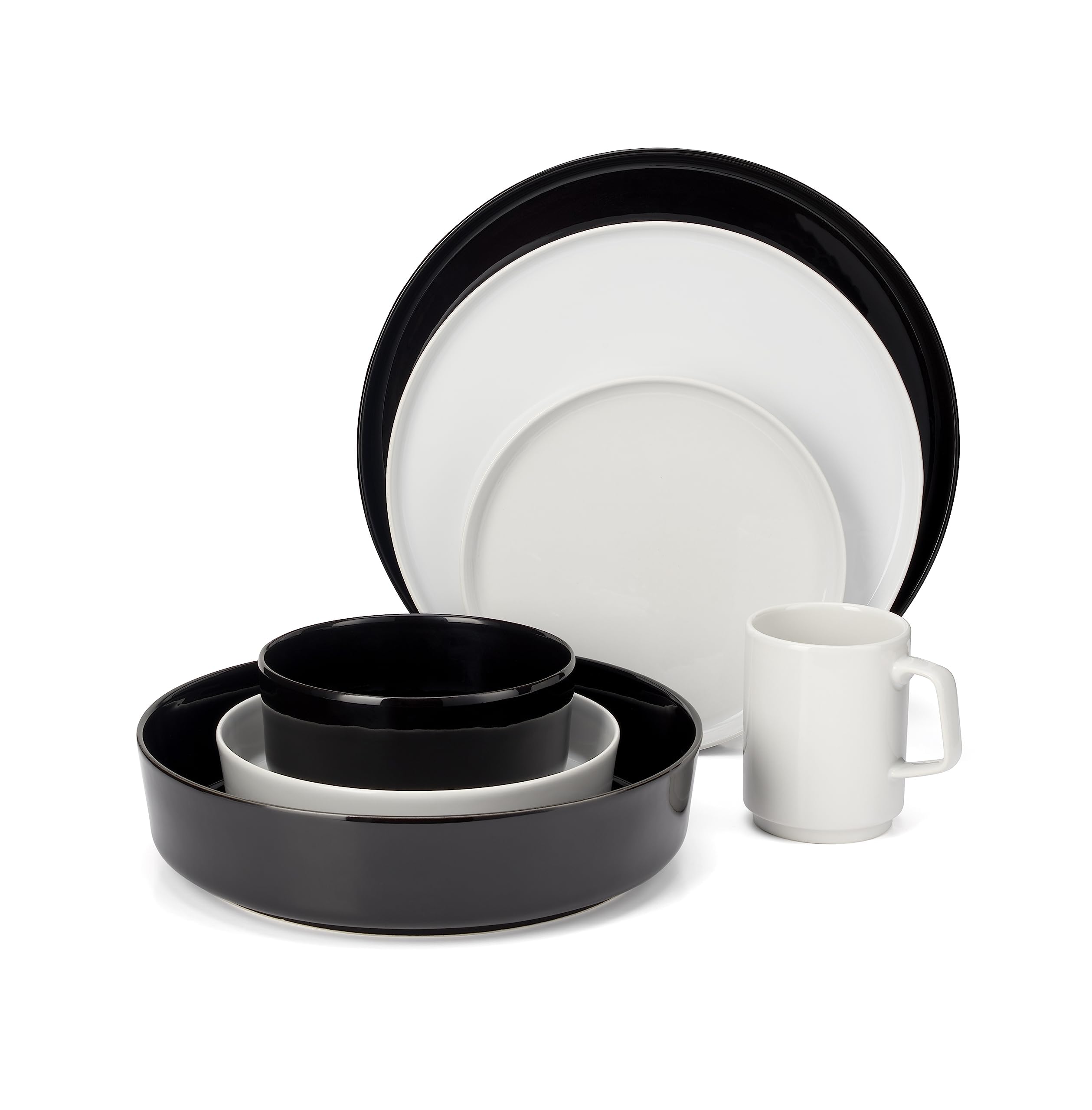 Plateau de cuisine en porcelaine noire haut de gamme | Set de 5 pièces de 31 cm