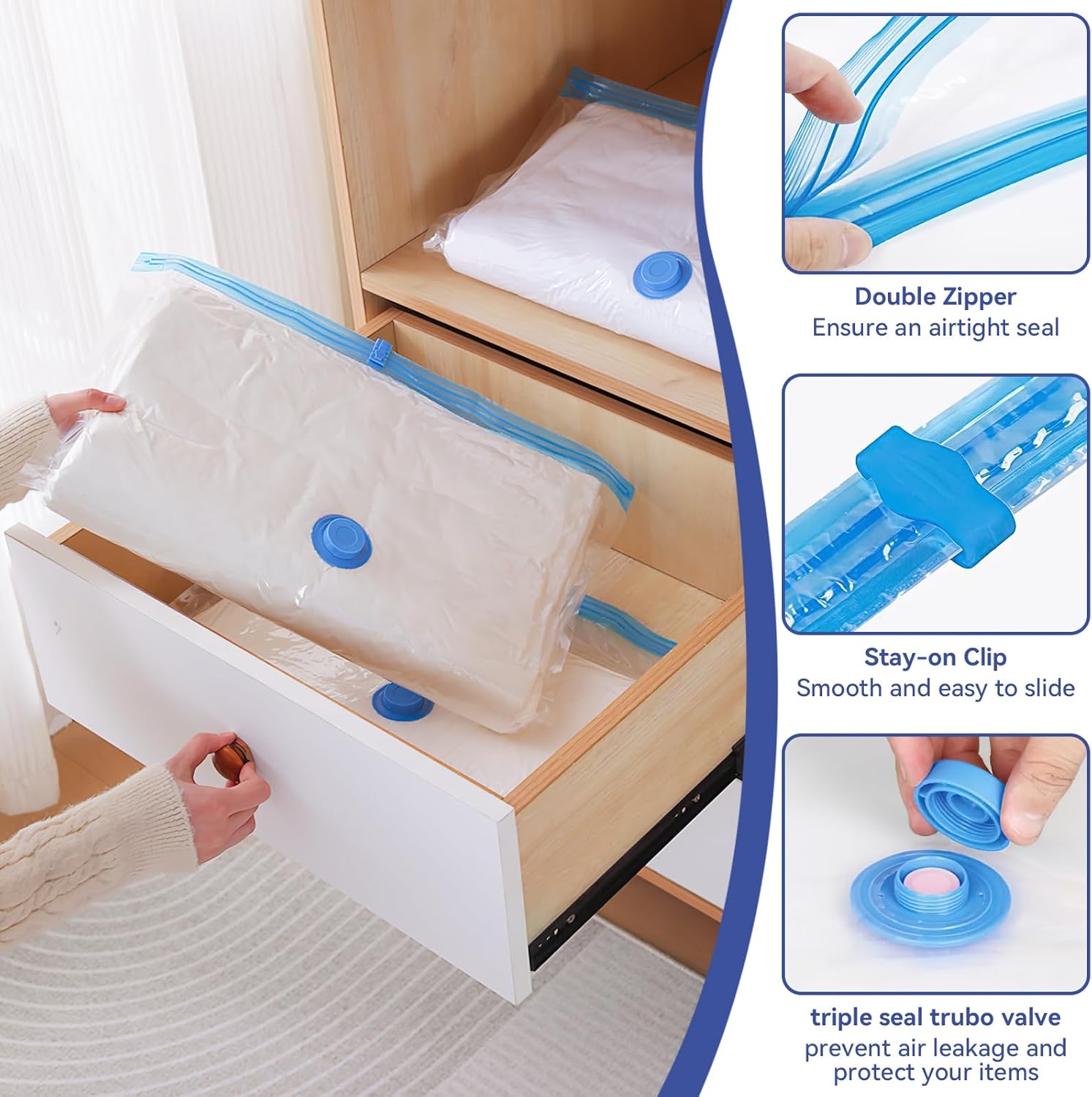 27 Vacuum Seal Bags with 2 Rechargeable Air Pump for Clothing