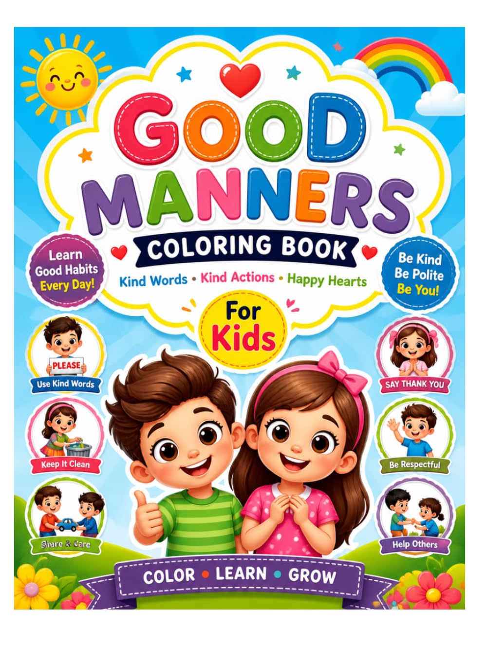 Good Manners Coloring Book for Kids Ages 3-8