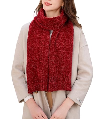 Wander Agio Womens Chenille Scarf Soft Winter Warm Long Shawl