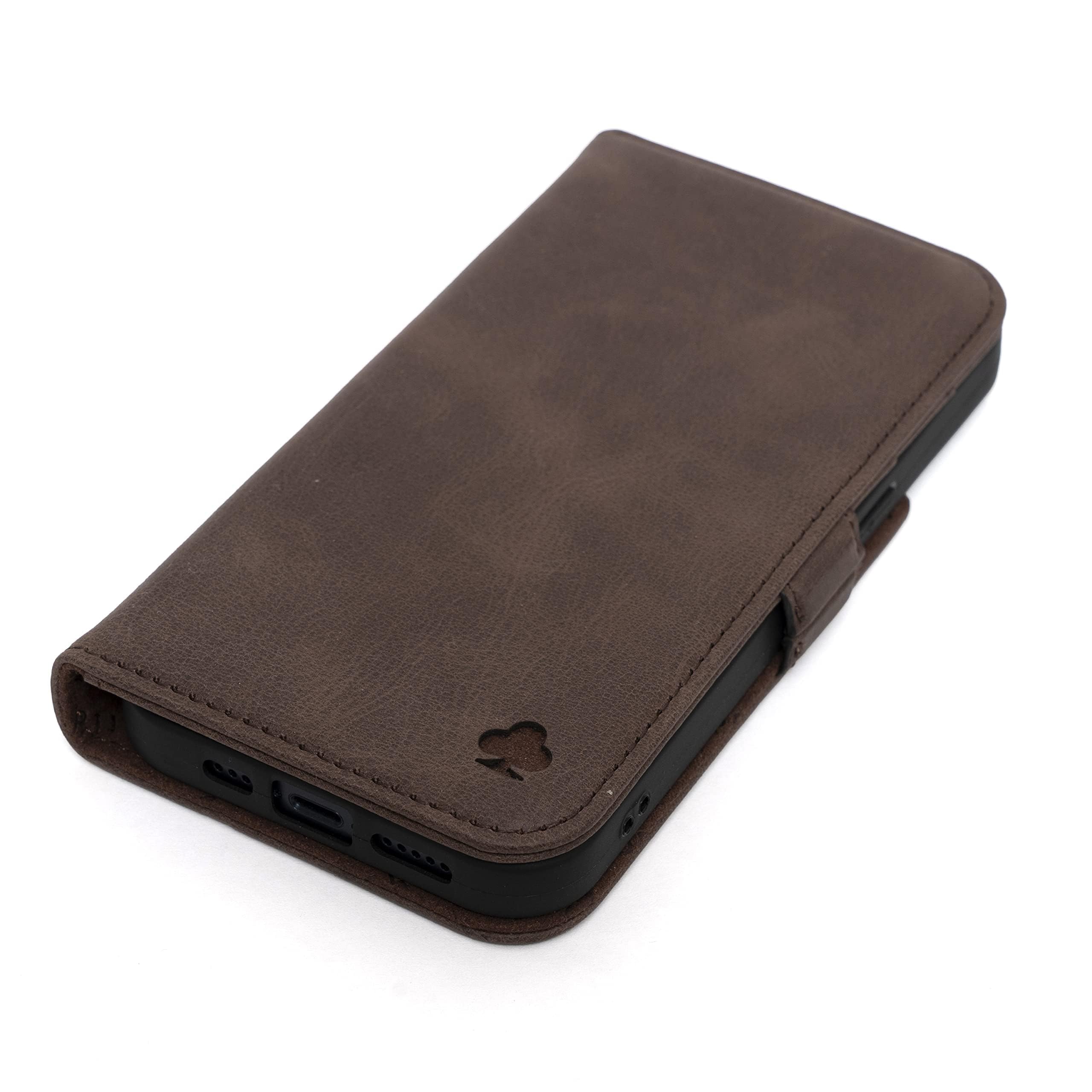 Porter Riley - Leather Case Compatible with Samsung Galaxy S25 Ultra. Premium Genuine Leather Stand Case/Wallet/Cover (Chocolate Brown)