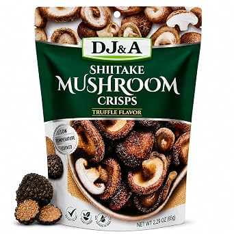 DJ&A Shiitake Mushroom Crisps, Truffle Flavor, Gourmet Snack, 30g