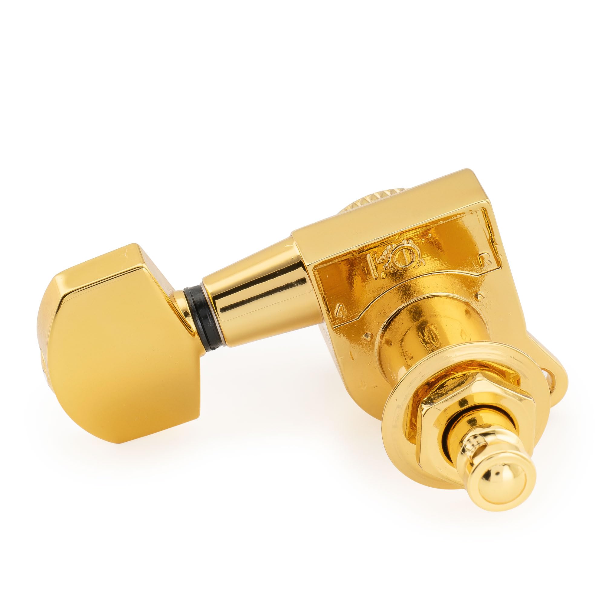 Musiclily Pro 6 en línea Clavijas de Afinación Bloqueo 18:1 Ratio Clavijeros Bloqueantes con Botón Hex Tornillo 45° para Guitarra Eléctrica tipo Strat Tele, Dorado