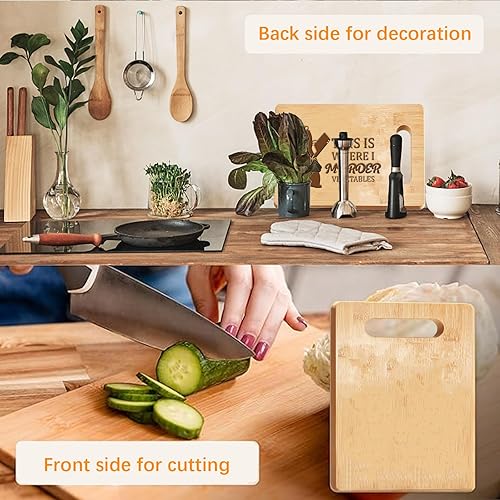 Miniatura 4 de FREEBLOSS Tabla de cortar de madera grabada con adorable patrón de gato Tabla de cortar de cocina, regalo para la inauguración de la casa, pareja,