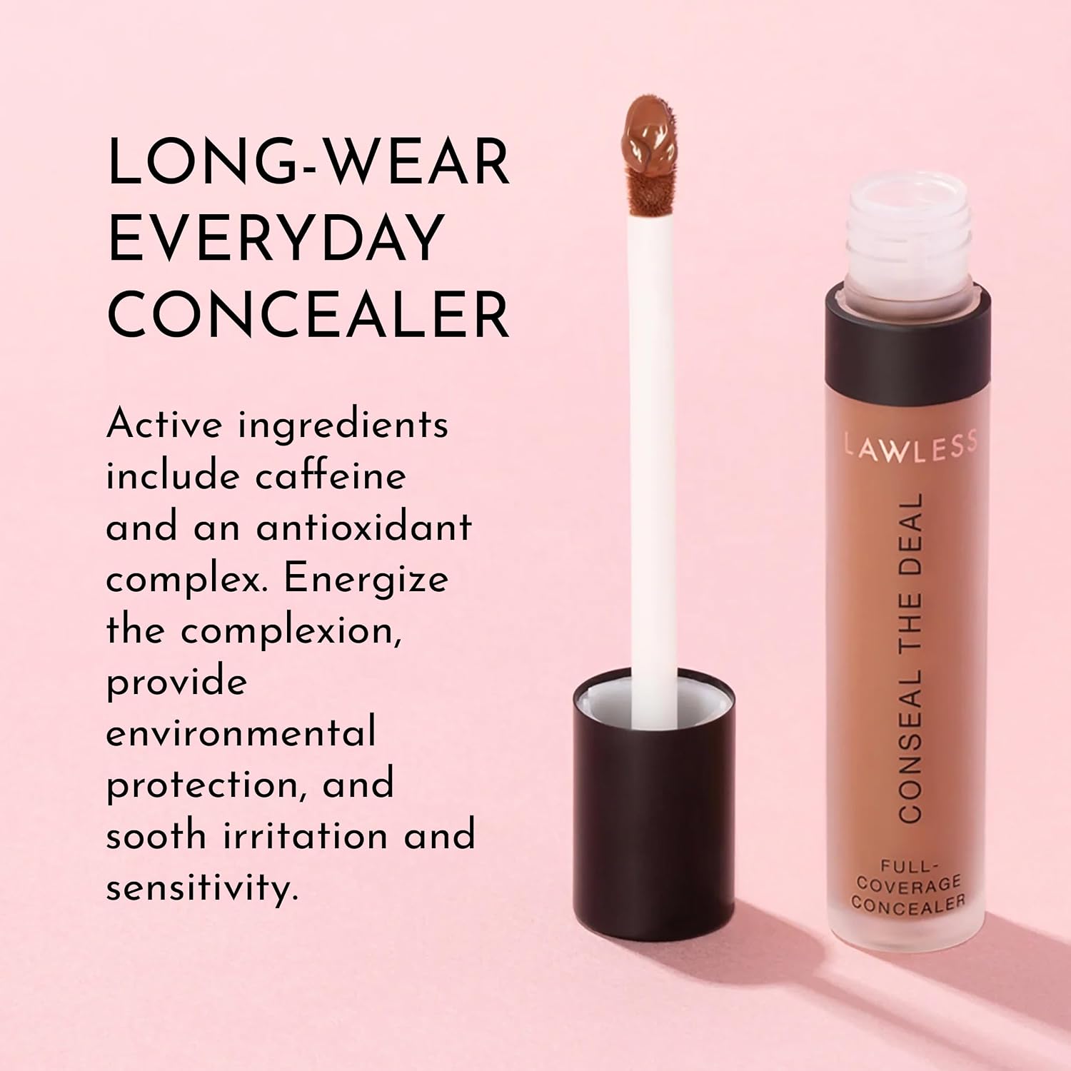 Lawless Conseal The Deal Lightweight Longwear Everyday Concealer - Umber - with Antioxidants and Caffeine to Reduce Dark Circles and Puffiness. Long-Wearing and Self-Setting, Silicone-Free - 5 ml.