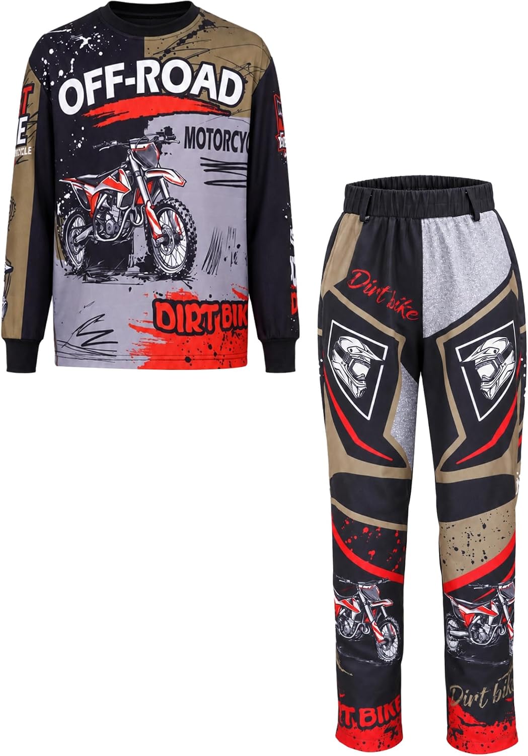 Hedmy Kids Motorcycle Racing Suit Dirt Bike Riding Kit Green 14 Years