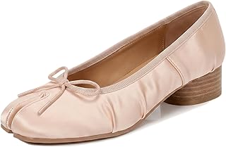 Women's Tabi Ballet Low Heels Japanese Split-Toe Low Block Heel Pumps 1.2 Inch Office, Wedding, Casual Dress Shoes