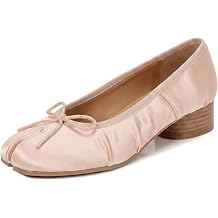 Womens Tabi Ballet Low Heels Japanese Split-Toe Low Block Heel Pumps 1.2 Inch Office, Wedding, Casual Dress Shoes