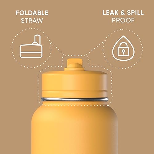 Miniatura 2 de Hydrapeak Botella de agua deportiva aislada de 32 onzas con tapa con popote, a prueba de fugas y derrames, mantiene las bebidas frías durante 24