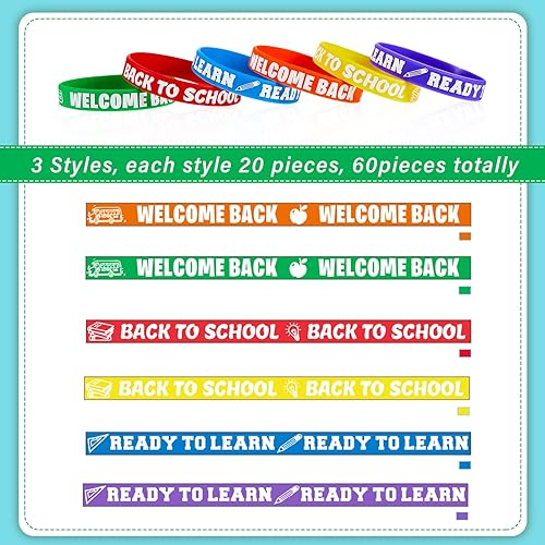 Miniatura 4 de 36 pulseras de silicona de bienvenida de regreso a clases, pulseras de goma para el primer día de recuerdos, regalos de escuela abre premio para