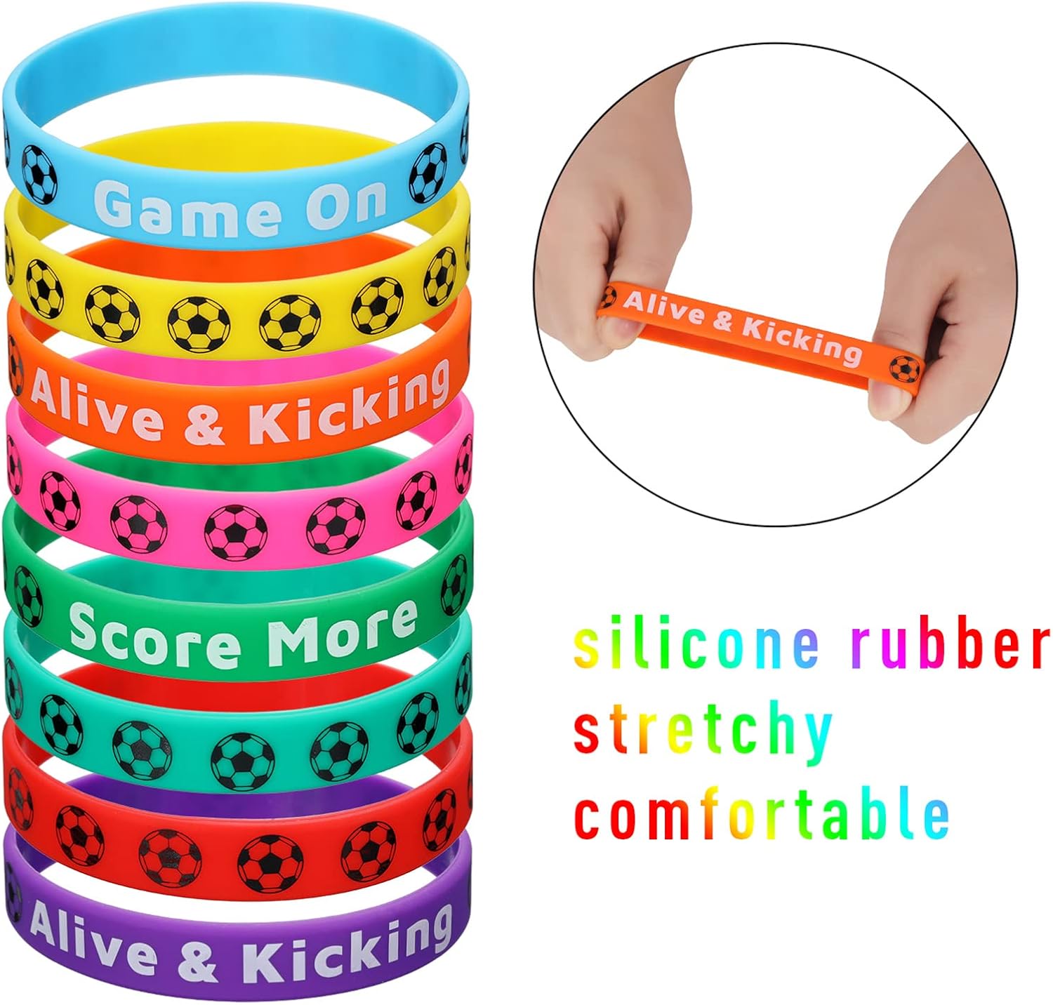 Civaner 48 Pcs Soccer Silicone Bracelets Motivational Party Favors Bulk
