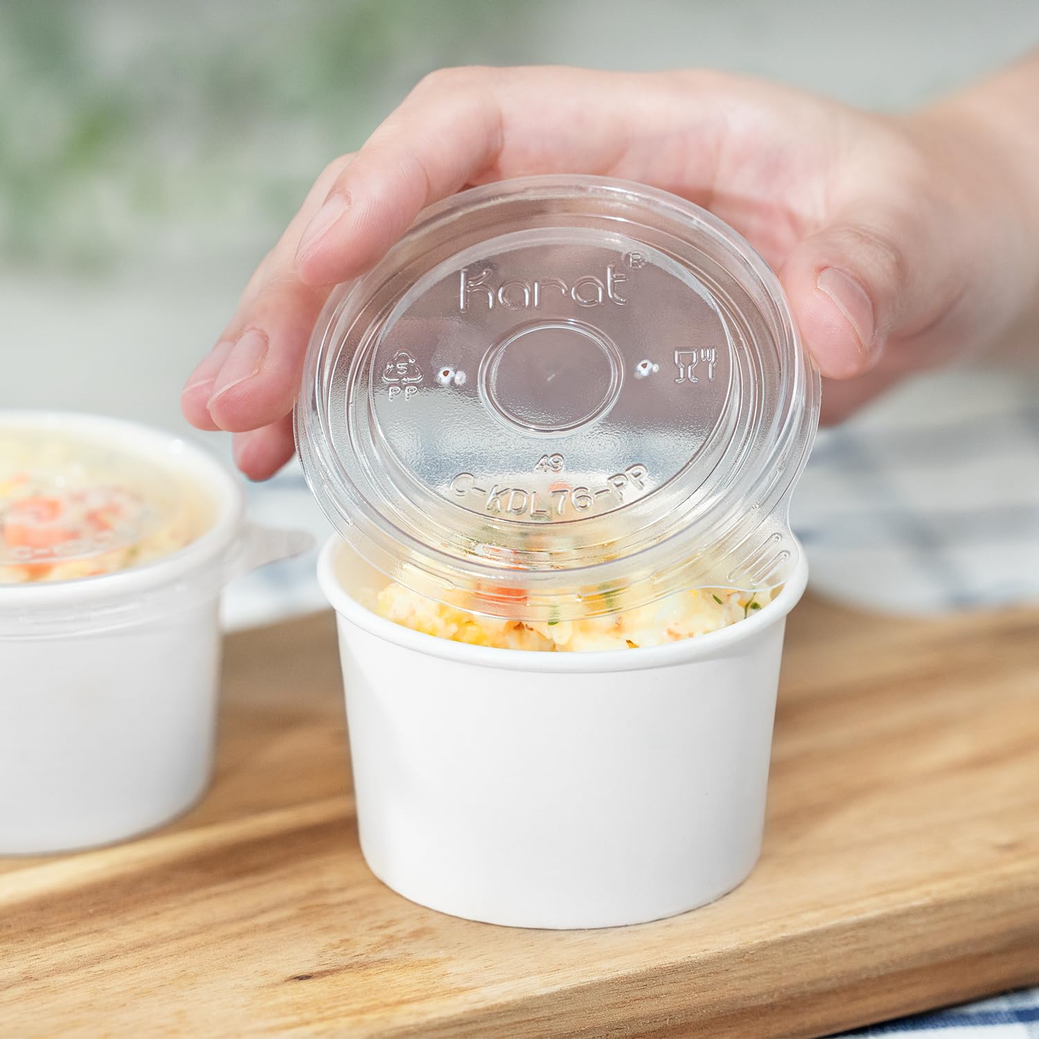 Karat C-KDL76-PP 4 oz PP Food Container Flat Lids (Case of 1000)
