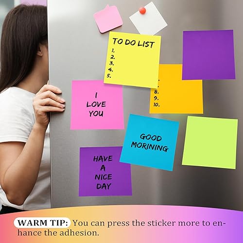 Miniatura 5 de Zubebe 12 blocs de notas adhesivas grandes de 11 x 11 pulgadas, colores brillantes gigantes, bloc de notas autoadhesivas, notas cuadradas para