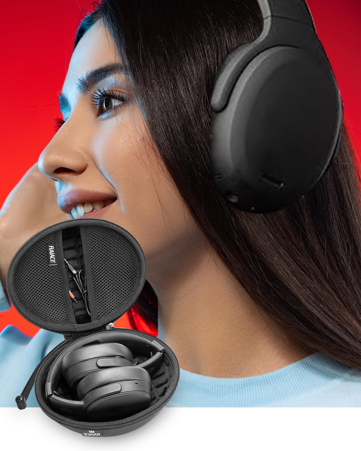 Hard Travel Carrying Case Compatible with Skullcandy Crusher Over-Ear Headphones. (Case Only, Not Include The Device)-Black(Black Lining) - Image 6