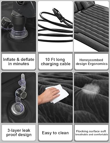 Miniatura 5 de Umbrauto Colchón de Aire SUV para Maletero Colchón de Camping para Automóvil Mejorado con Superficie Flocada y Fondo Extra Grueso, Cama para Dormir