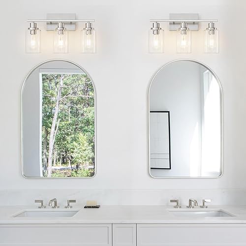 Miniatura 4 de HCCZ 3 lámparas de baño de níquel cepillado, lámpara de tocador sobre espejo, moderna casa de campo, apliques de pared para baño, dormitorio, sala