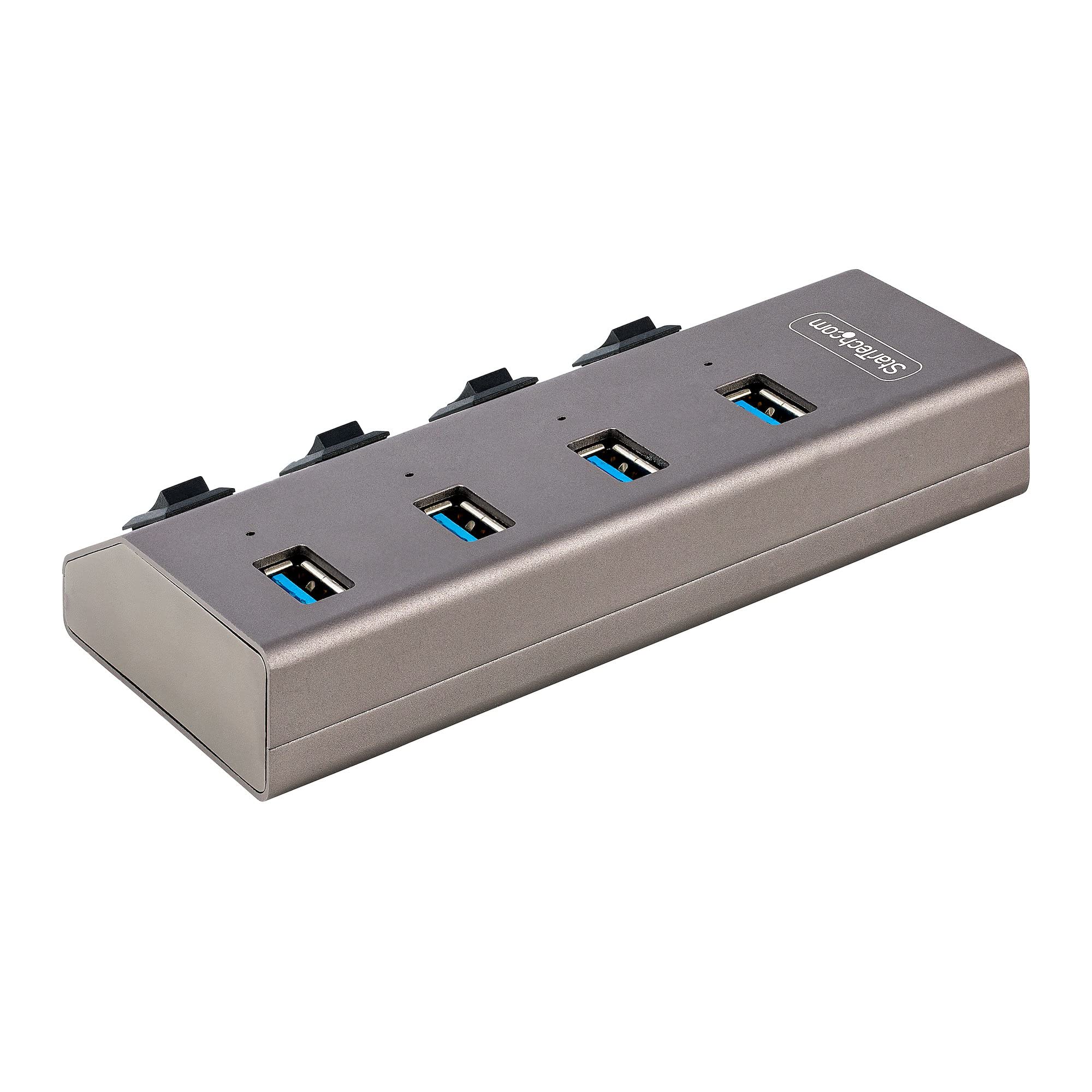 StarTech Hub USB-C 4 Porte 5Gbps, Interruttori On/Off (5G4AIBS-USB-HUB-EU) | Alimentatore Incluso, Adattatore USB-C a USB-A, Espansione USB