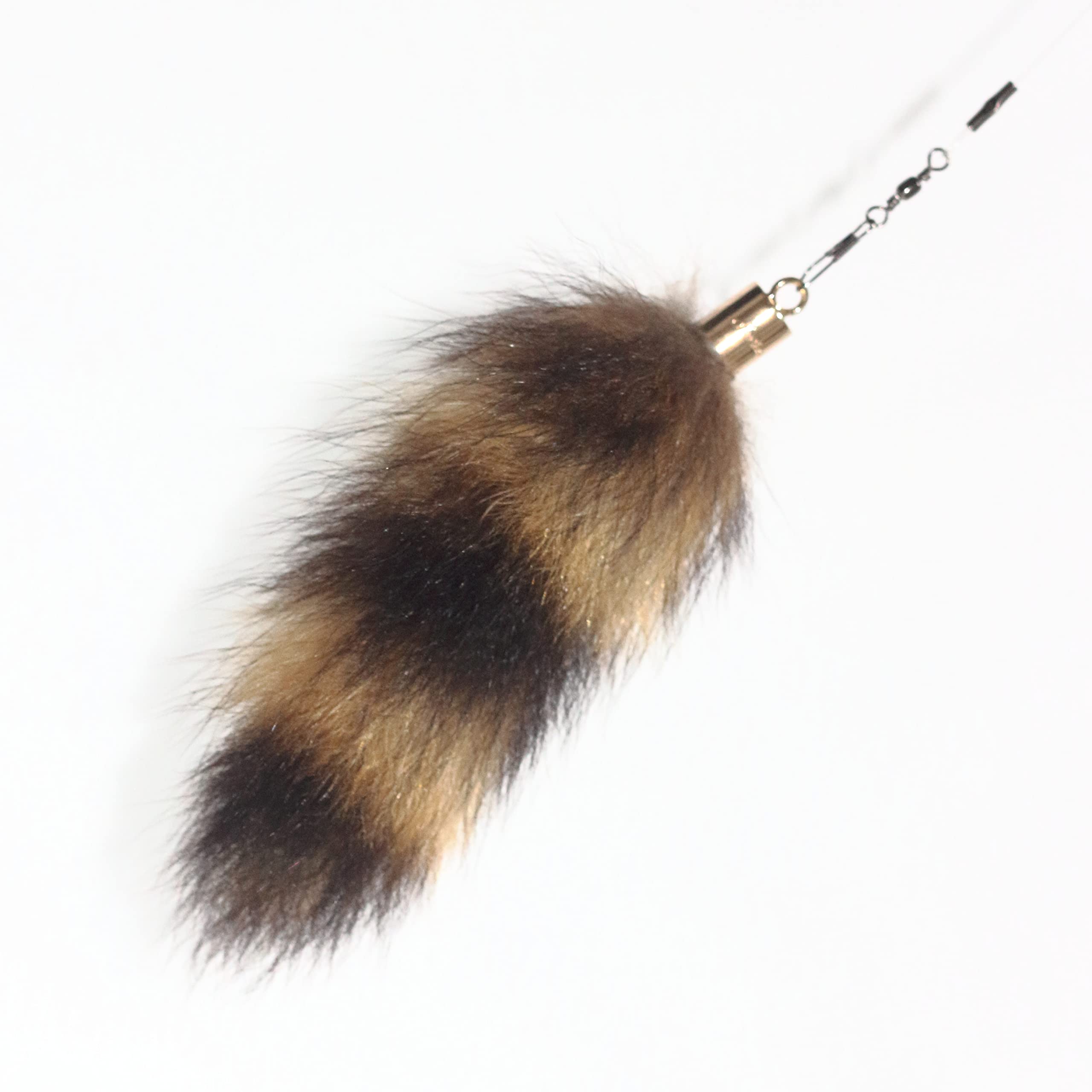Fosrion Katzenspielzeug aus echtem Waschbärschwanz, mit dreiteiligem einziehbarem Kohlefaser-Stab, Waschbär