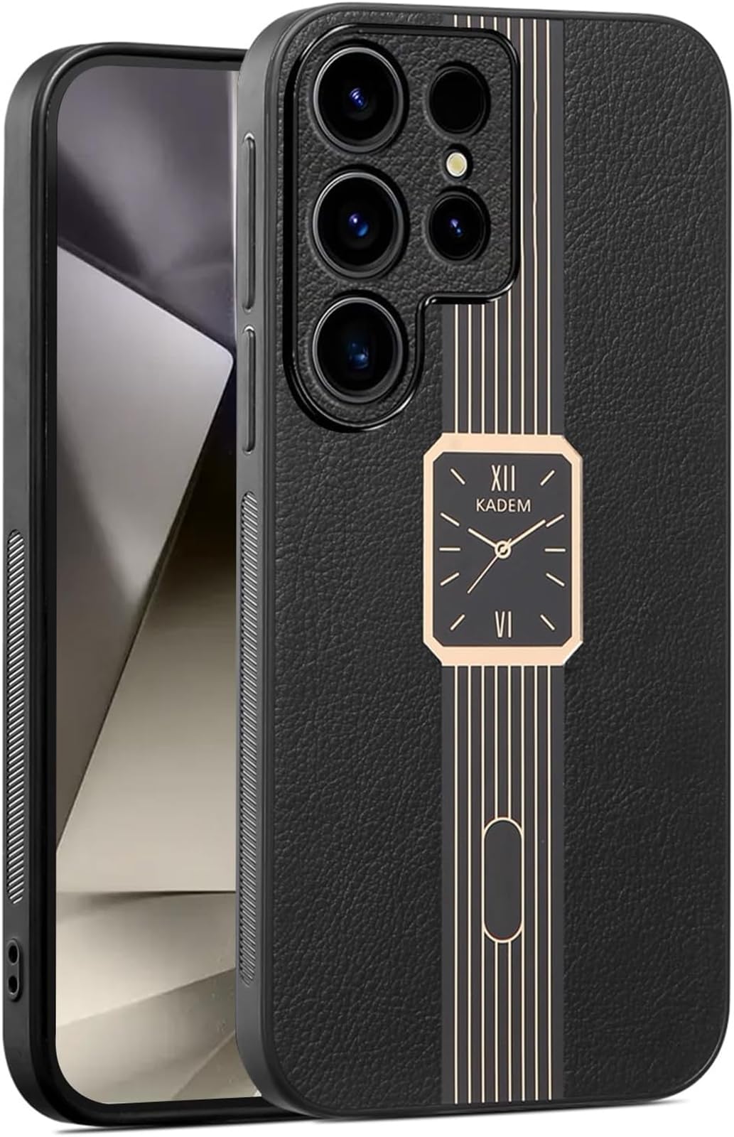 CooToly Compatible with Samsung Galaxy S24 Ultra 5G Leather Phone Case Cover Black 6.8 Inch