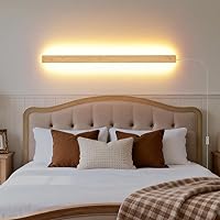 Vista 13 de Apliques de pared modernos enchufables, 23.6 pulgadas, luces LED de pared largas negras esmeriladas, lámpara de pared acrílica de 12 W, blanco