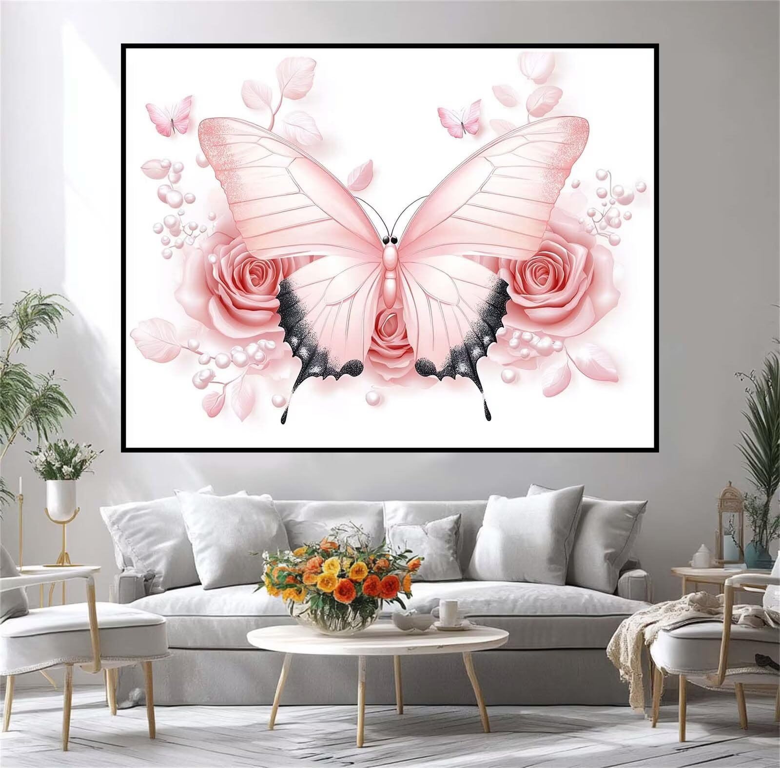 Malowanie numeru dla dorosłych motyl malarstwo numer róży, kreatywne hobby dorośli DIY zestaw artystyczny numer dziecięcy początkujący z pędzlami i akrylami do dekoracji sypialni, prezent dla kobiet