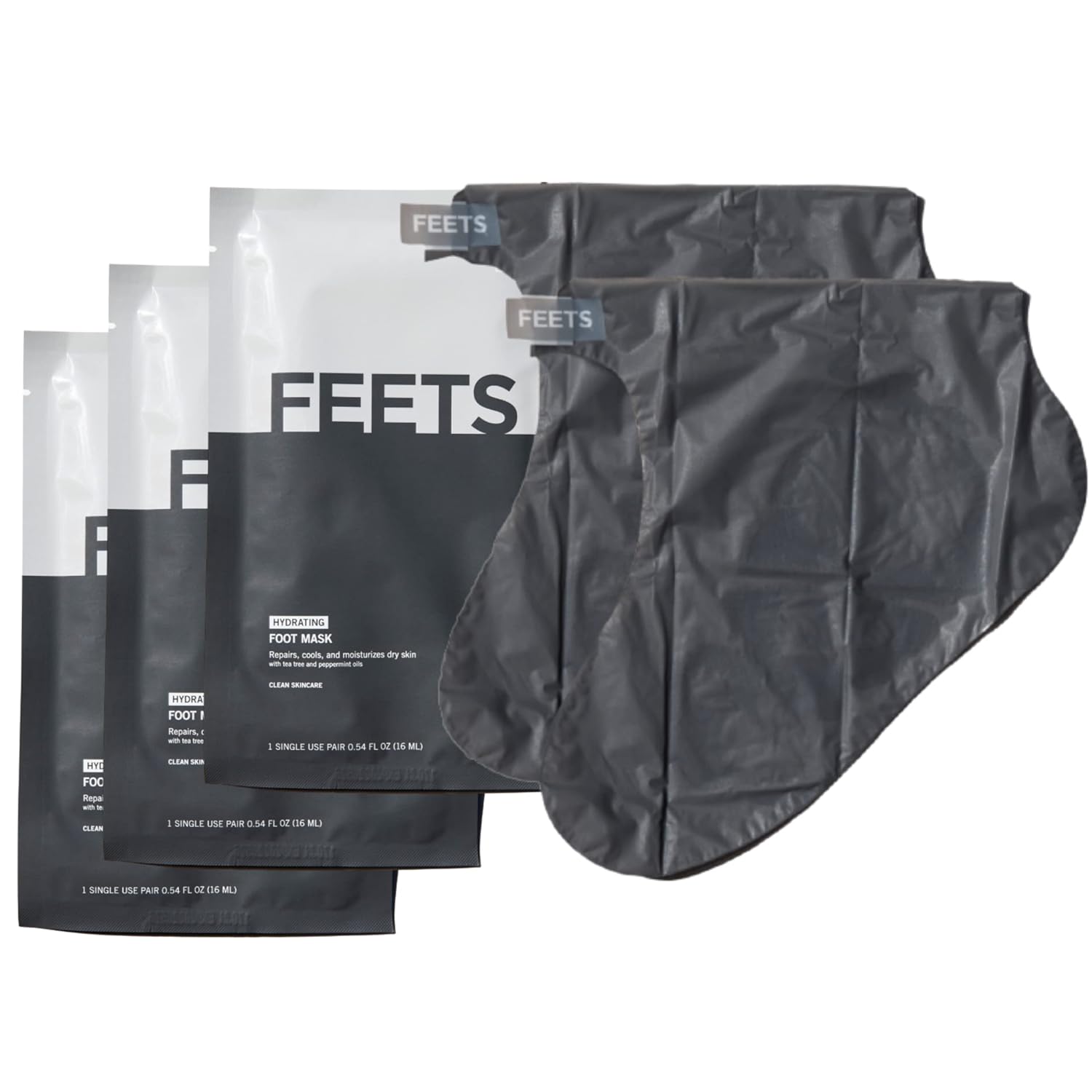 FEETS Hydrating Foot Mask with Tea Tree and Peppermint (3-Pack) | Perfect for Men and Women | Deeply Moisturizes Full Foot and Heel | Ultra Hydrating | Soften Calluses, Nourish Heels, and Cool Feel : Beauty & Personal Care