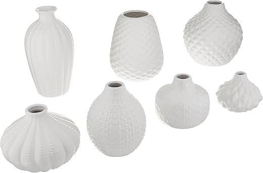 Two's Company Artisan Carvings Bud Vases, Set of 7, White