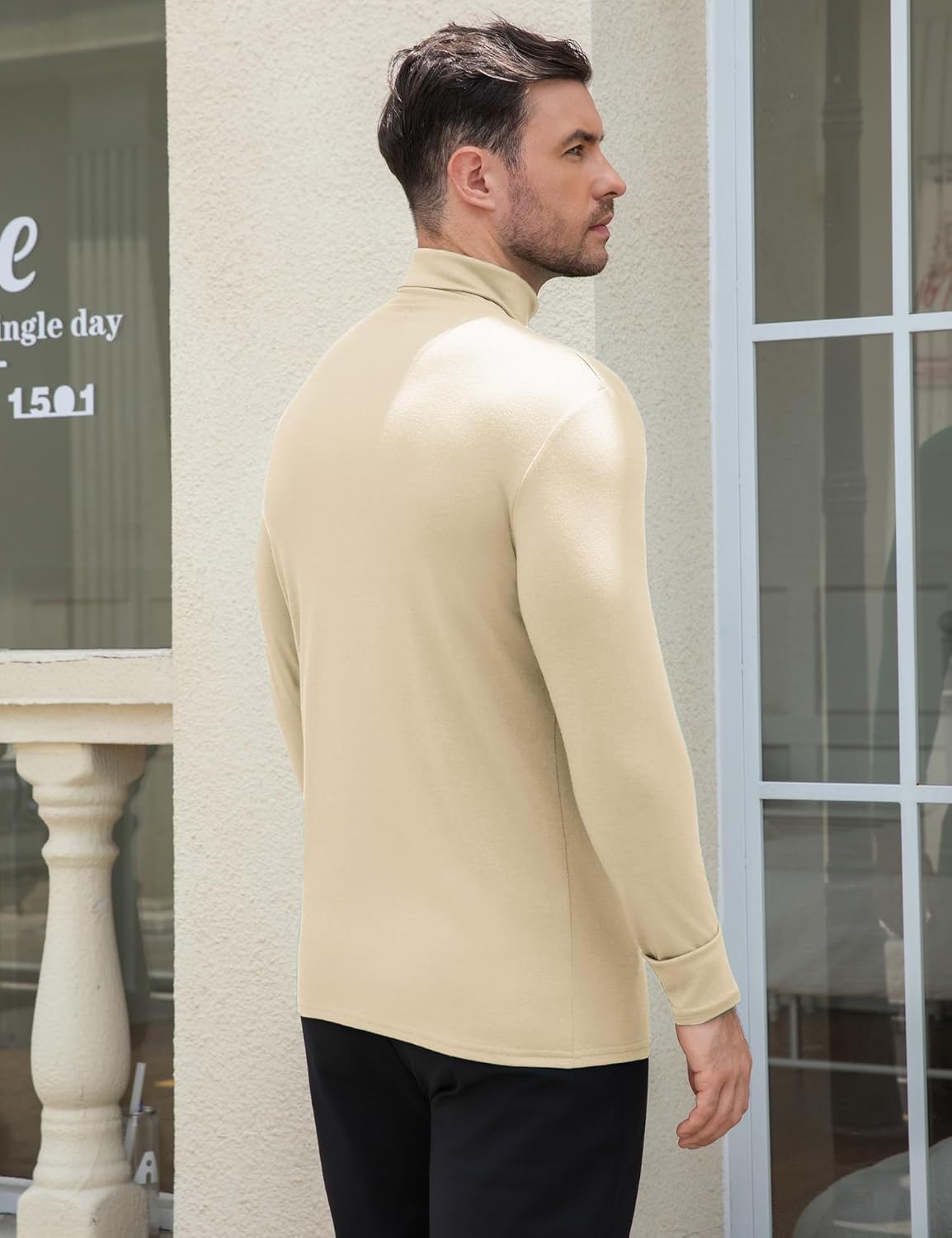 Men's Turtleneck Casual Basic High Neck Long Sleeve T Shirts Half Neck Lightweight Pullover Sweater - Image 2