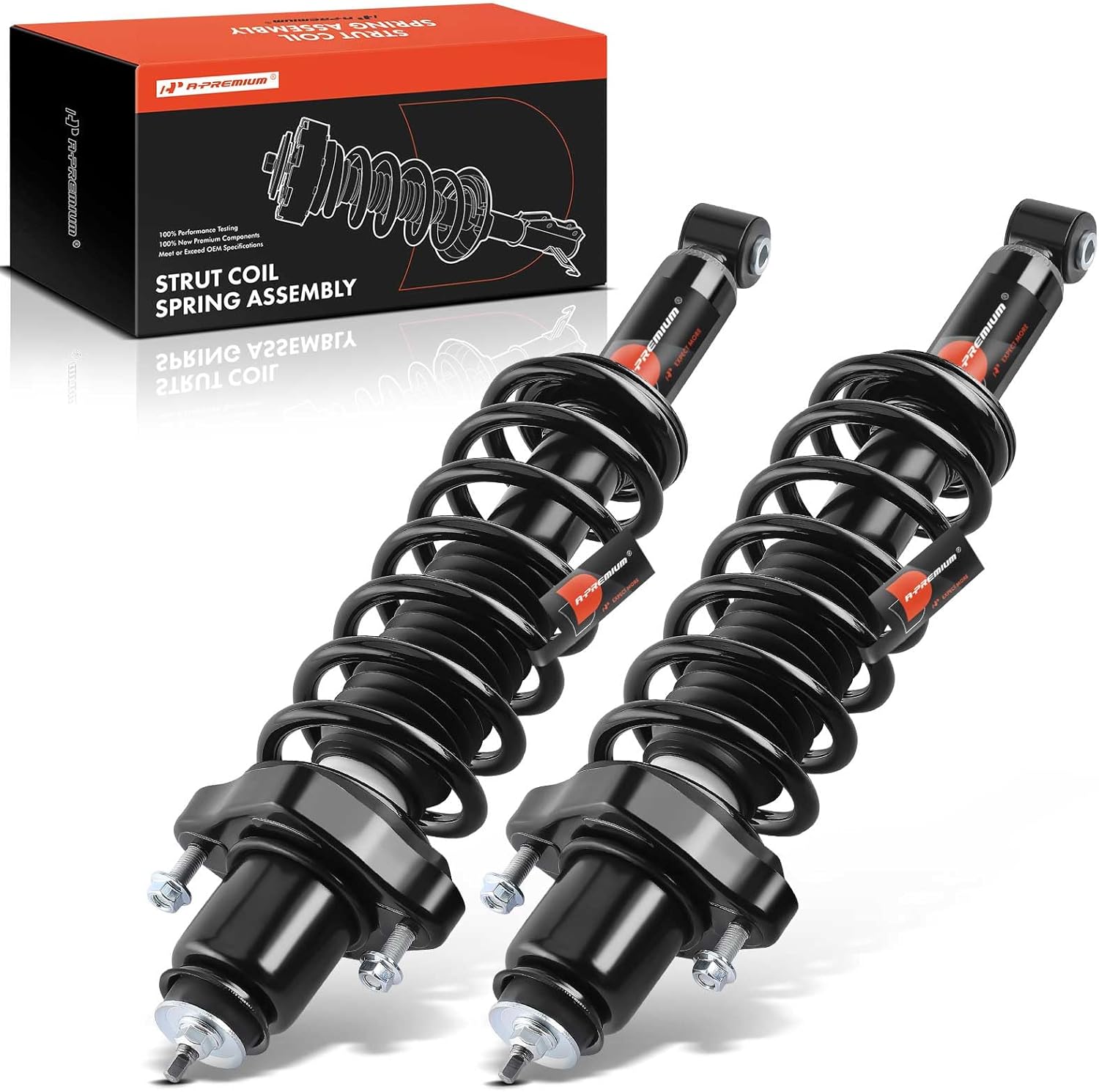 A-Premium Rear Struts Compatible with [FWD] Jeep Compass 2007-2010, Patriot 2007-2010 & Dodge Caliber 2007-2012 - 2x Replacement Suspension Complete Strut Assembly Shock with Coil Spring