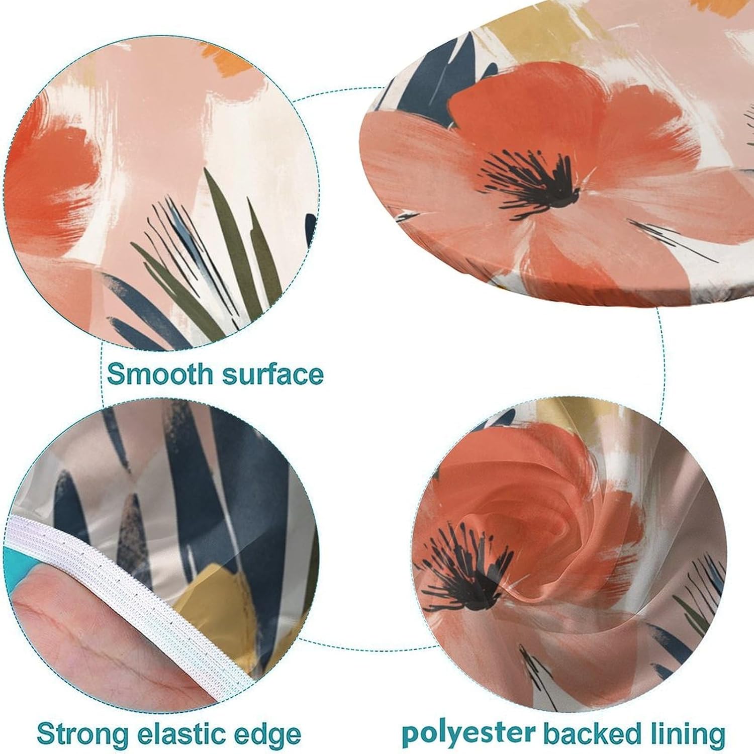 Elastic Edge Polyester Fitted Oval Tablecloth,Bohemian Theme Colorful Garden Impressions Pattern Washable Wipeable Tablecolth,for Kitchen Dining Tabletop Decoration,Fits for 48 x 80”Oval table