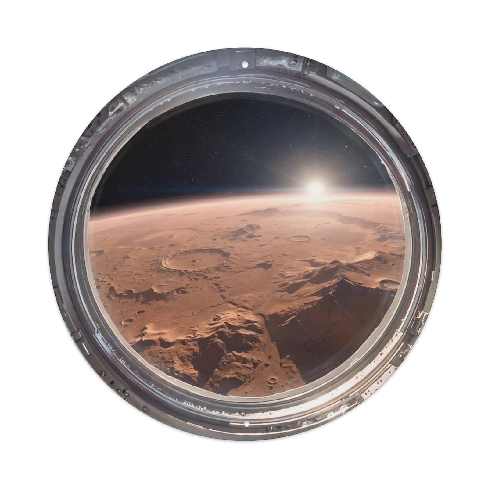 Red Planet Surface from Space Station Porthole Metal Tin Sign