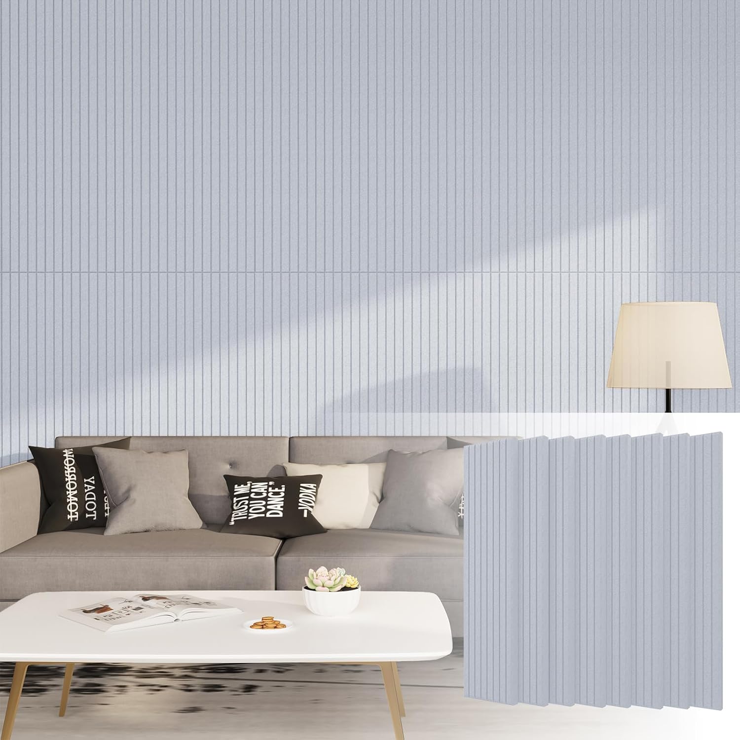 8 Pack Acoustic Panels 48x24x0.4'' Large Soundproof Wall Panels, Self-Adhesive Sound Proof Panels for Walls, Decorative Sound Dampening Panels for Recording Studio Acoustical Treatments Noise Reducing