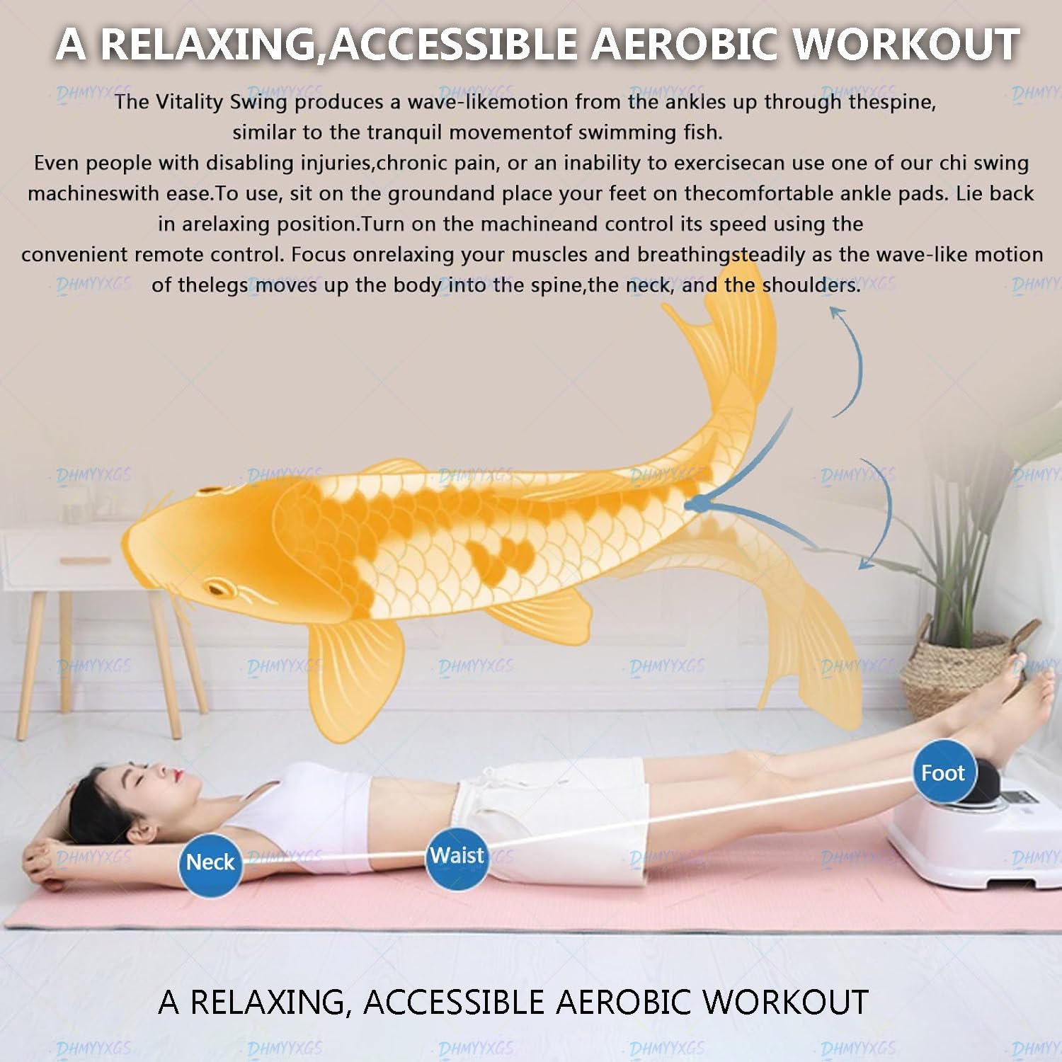 Fitness Chi Swing Machine - Ejercitador Aeróbico Pasivo,con Control por Cable for Ejercicios Aeróbicos Pasivos Piernas,Ejercitador Eléctrico Chi Y Masajeador Fisioterapia Pies