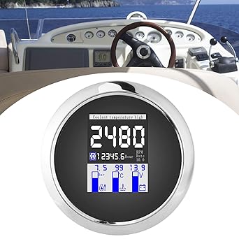 Acouto 85mm Multifunction Gauge,Waterproof 316 Stainless Steel Integrated Gauge Boats Yachts Meter for NMEA2000 Protocol(Black)