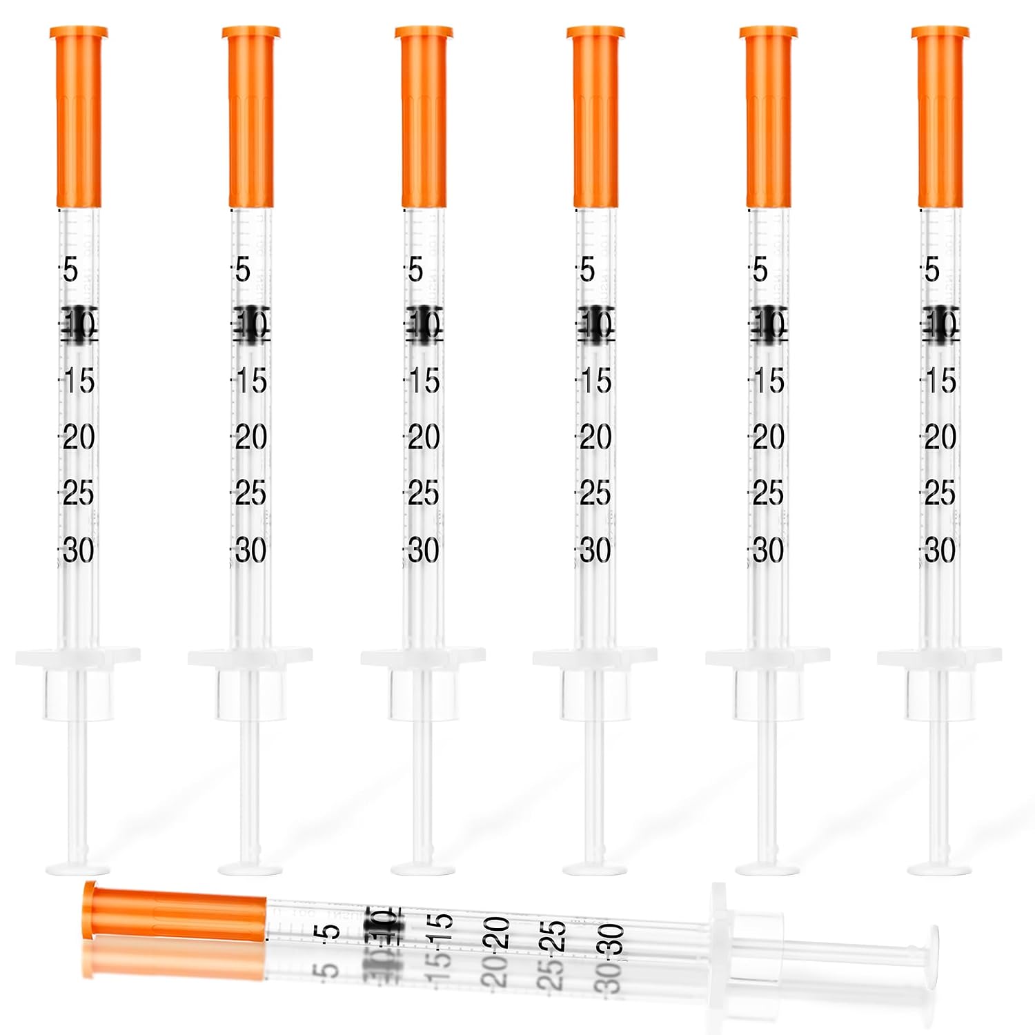0.3ml Syringe with Cap, 31G 5/16Inch 8mm, 100 Pack | Lab Supplies for Liquids, Individually Wrapped