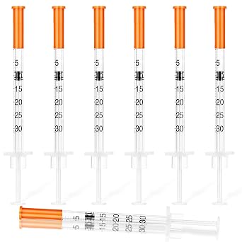 0.3ml Syringe with Cap, 31G 5/16Inch 8mm, 100 Pack