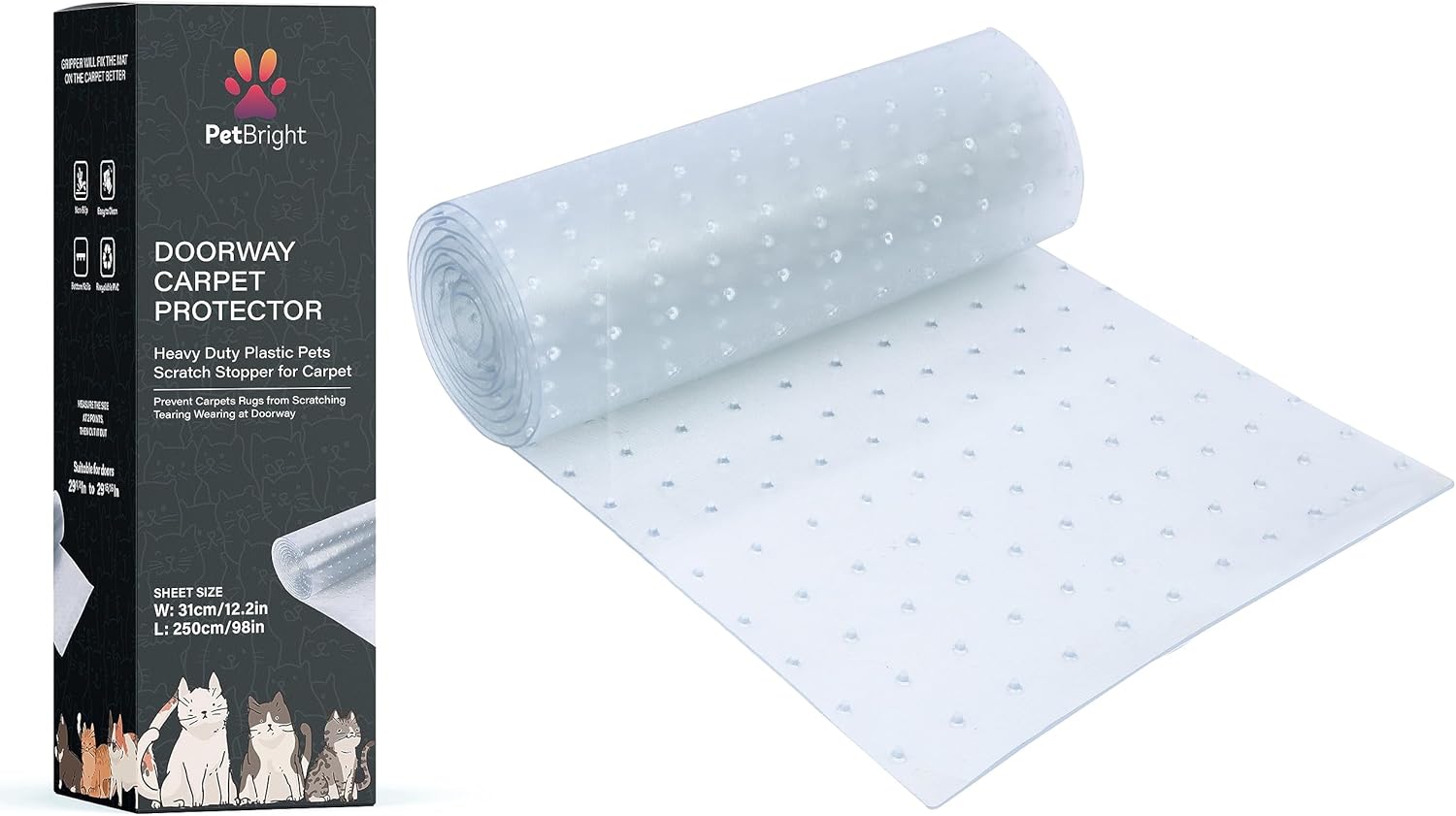 Heavy Duty Doorway Carpet Protector, Heavy Duty Plastic Prevents Cats and Dogs from Scratching your Carpet and Rugs at Doorways Non-Slip 8.2Ft Floor Runner Thicker for Better Protection and Durability