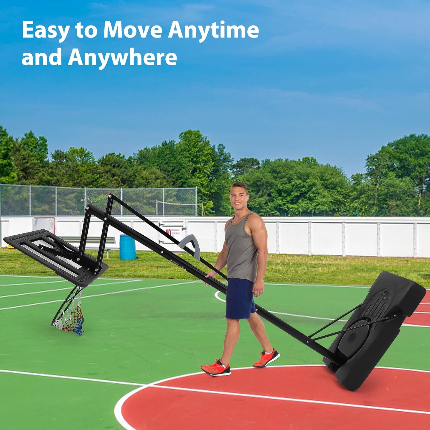 Portable Basketball Hoop Outdoor, 4.9-10FT Height Adjustable Basketball Hoop Goal System with 44 Inch Shatterproof Backboard, Sturdy Base,Ideal for Youth/Teens/Adults Indoor Outdoor 3+