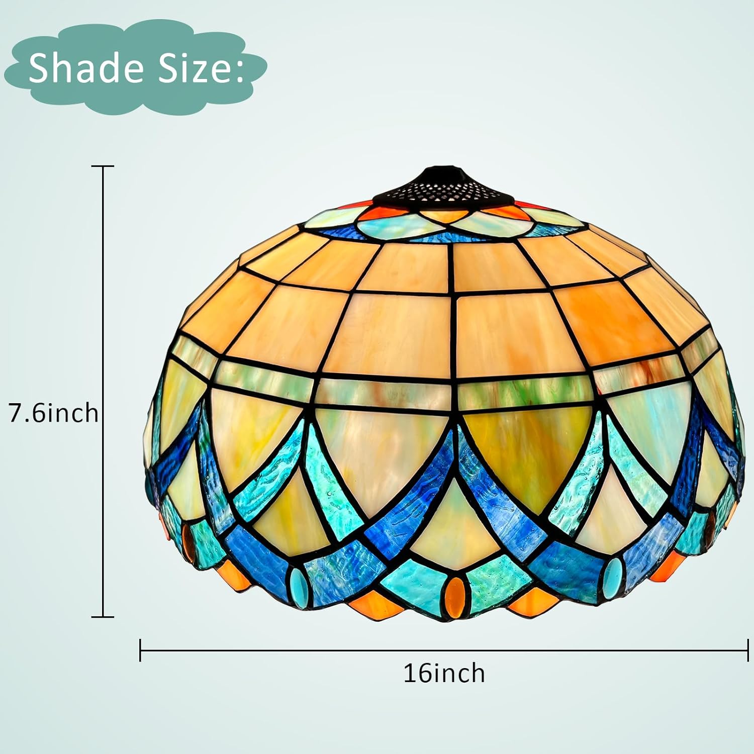 Tiffany Lamp Shade Only,16 inch Handcrafted Stained Glass Replacement Lampshade for Table Lamp Floor Lamp and Pendant Light